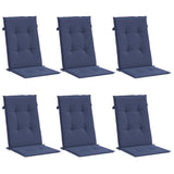 Cojines de silla de Vidaxl 6 st de alto polvo trasero marino azul