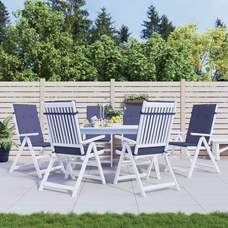 VidaXL coussins de chaise 6 pcs tissu à dossier haut bleu marine