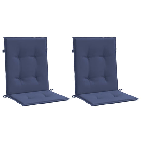 VidaXL coussins de chaise 2 pcs tissu à dossier bas bleu marine