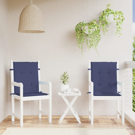 VidaXL coussins de chaise 2 pcs tissu à dossier bas bleu marine