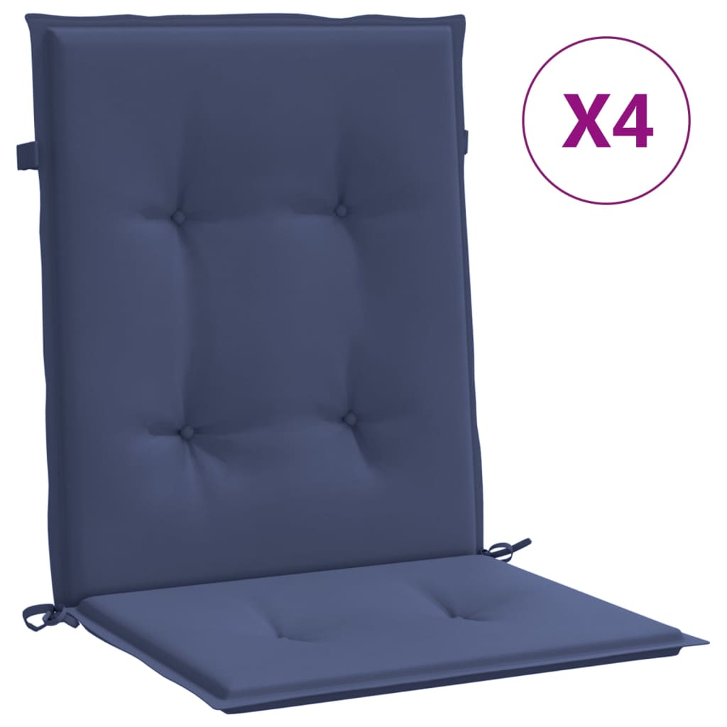 VidaXL coussins de chaise 4 pcs tissu à dossier bas bleu marine