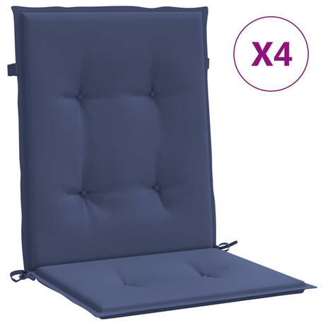 VidaXL coussins de chaise 4 pcs tissu à dossier bas bleu marine