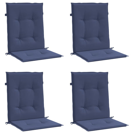 VidaXL coussins de chaise 4 pcs tissu à dossier bas bleu marine