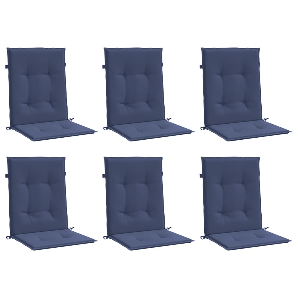 Cojines de silla Vidaxl 6 pcs tela baja de espalda azul marino