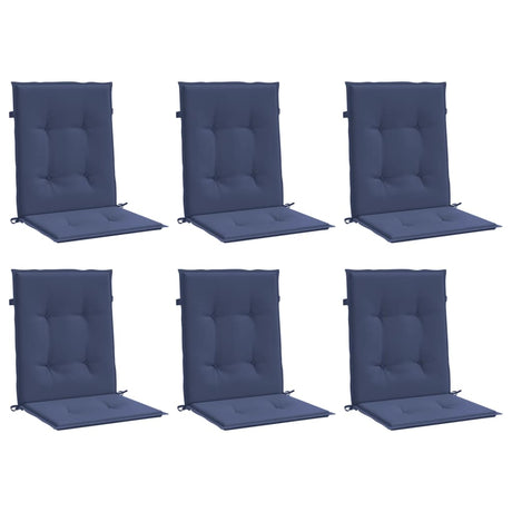 VidaXL coussins de chaise 6 pcs tissu à dossier bas bleu marine