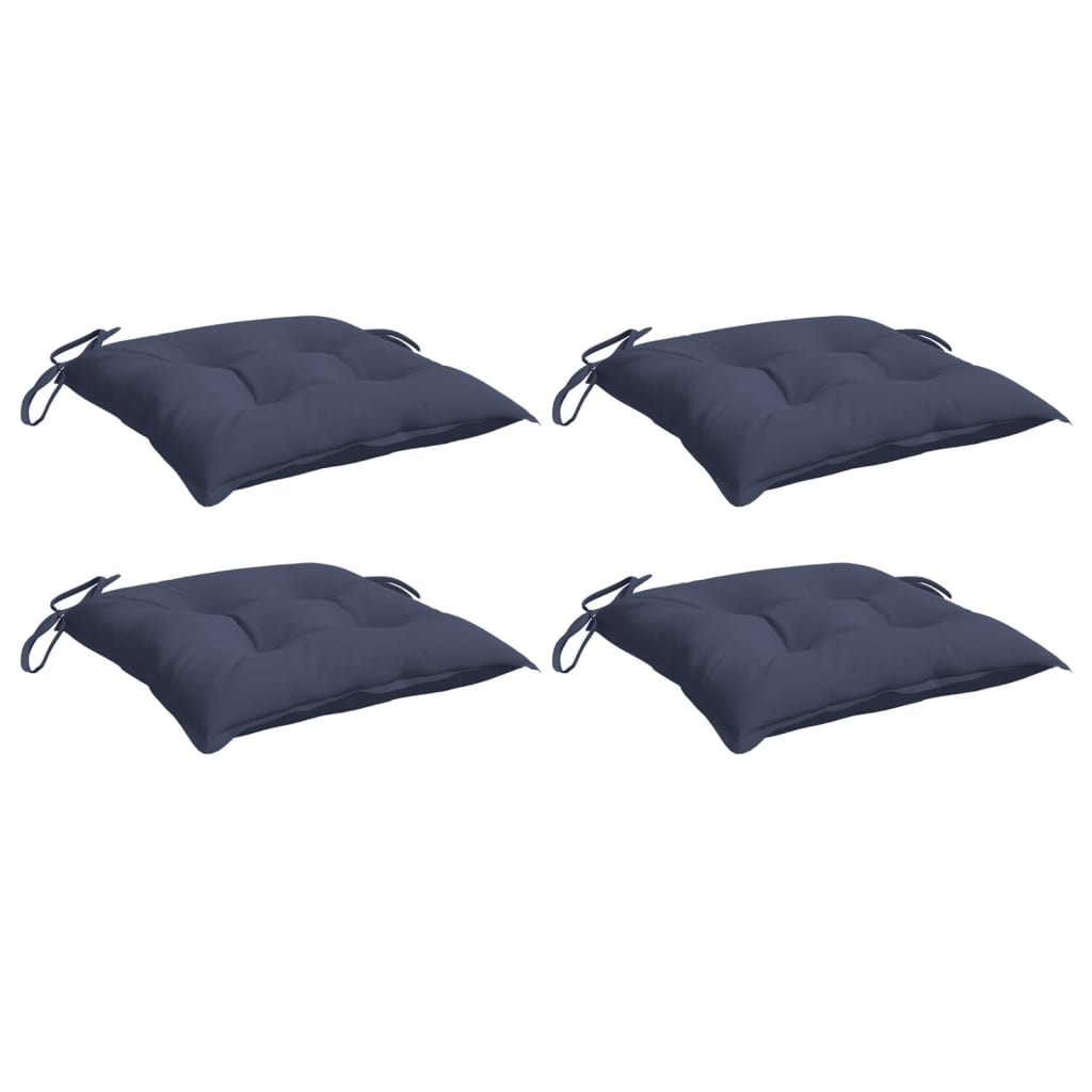 VidaXL coussins de chaise 4 pcs 40x40x7 cm tissu oxford bleu marine