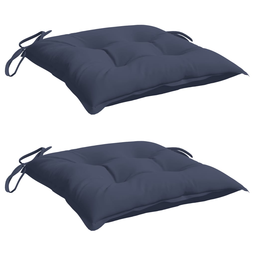 VidaXL coussins de chaise 2 pcs 50x50x7 cm tissu oxford bleu marine