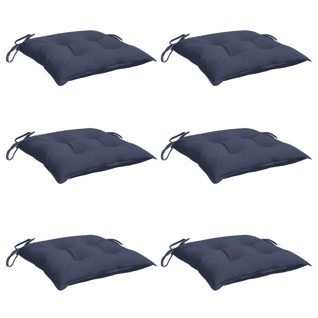 VidaXL coussins de chaise 6 pcs 50x50x7 cm tissu oxford bleu marine