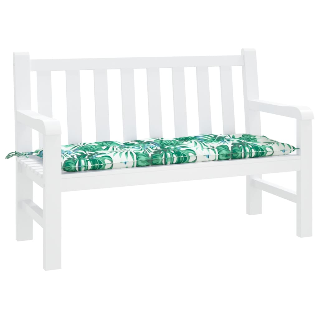 VidaXL coussin de banc de jardin 120x50x7 cm tissu oxford motif feuille