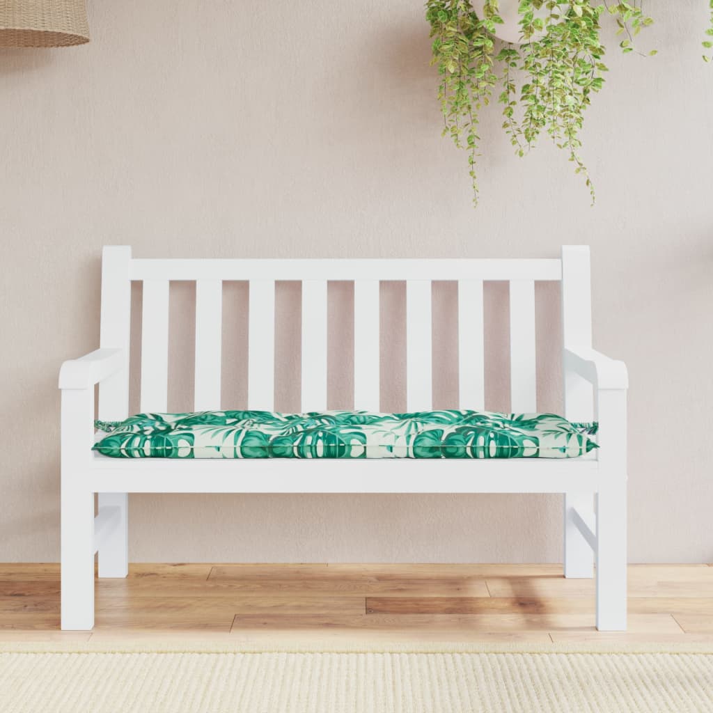 VidaXL coussin de banc de jardin 120x50x7 cm tissu oxford motif feuille