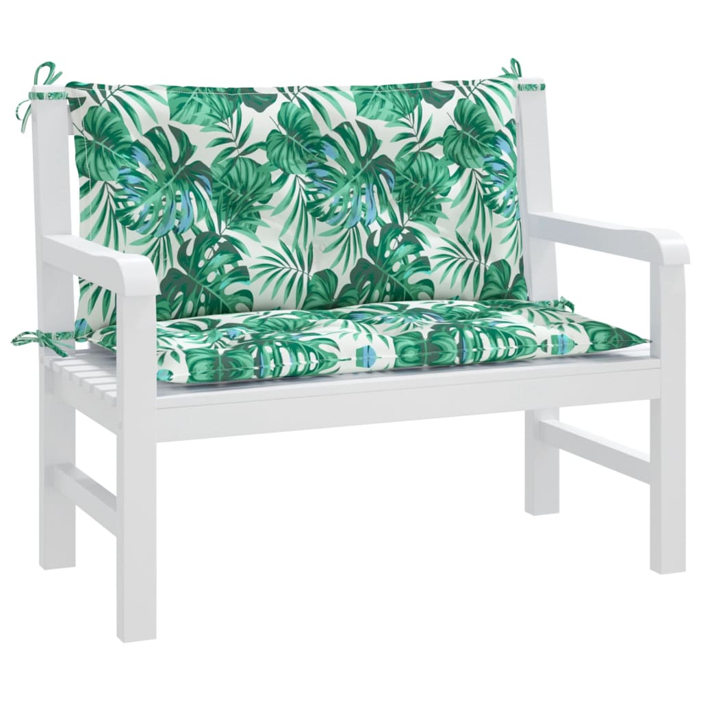 Vidaxx coussins de banc de jardin 2 pcs motif feuille 100x50x7 cm tissu oxford