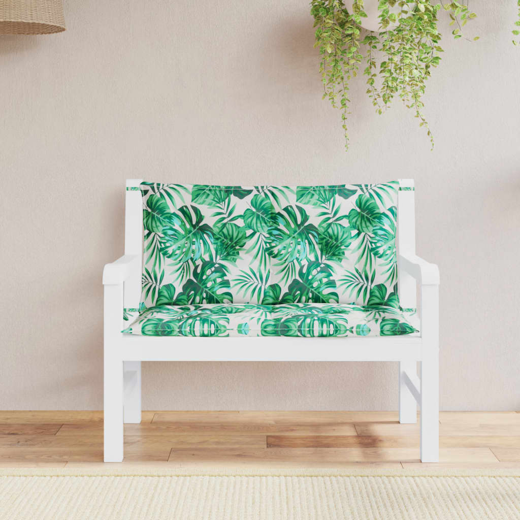 Vidaxx coussins de banc de jardin 2 pcs motif feuille 100x50x7 cm tissu oxford
