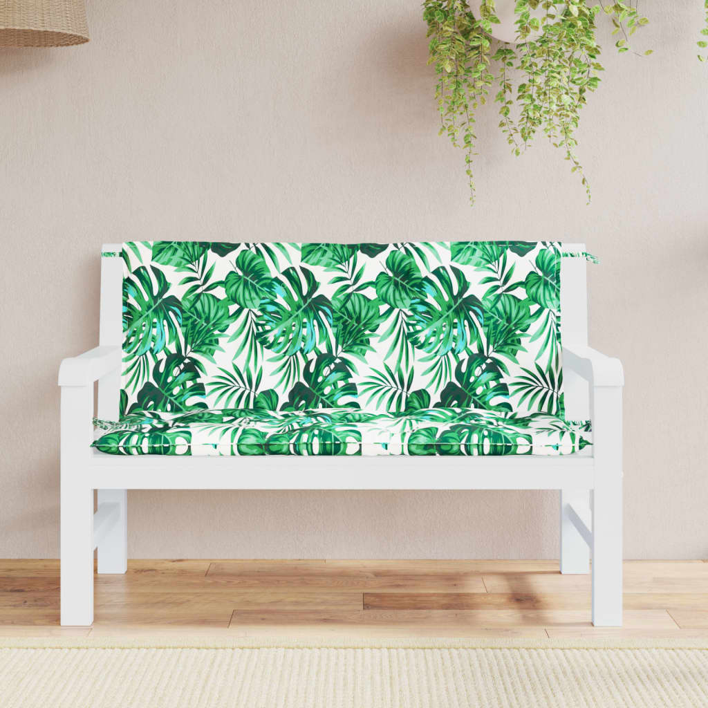 Vidaxx coussins de banc de jardin 2 pcs motif feuille 120x50x7 cm tissu oxford