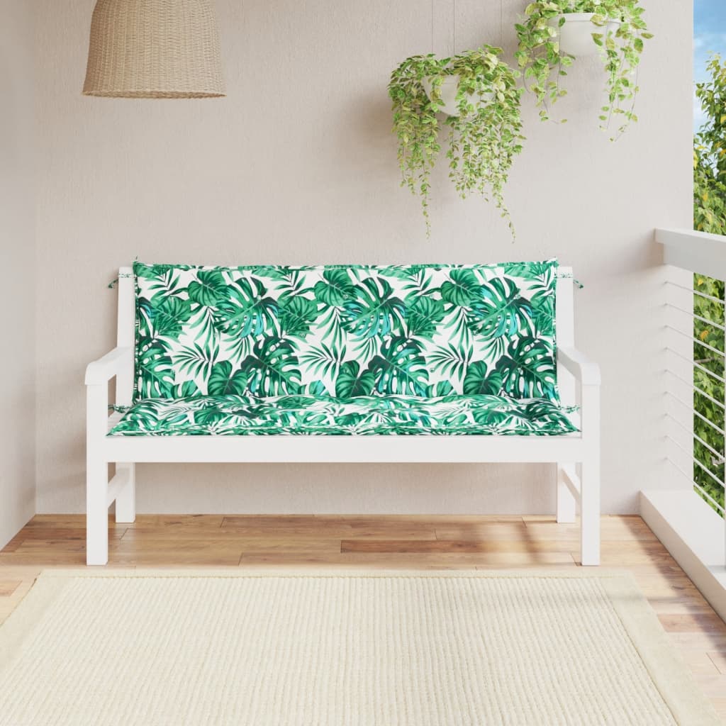 Vidaxl Garden Bench Puter 2 St 150x50x7 cm Oxford Fabric Leaf Pattern