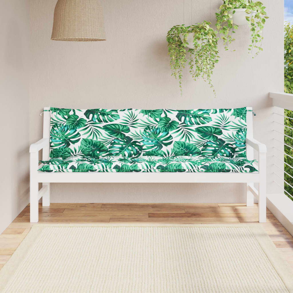 Vidaxl Garden bench cushions 2 pcs 180x50x7 cm Oxford fabric leaf pattern