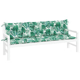Vidaxx coussins de banc de jardin 2 pcs motif feuille 200x50x7 cm tissu oxford