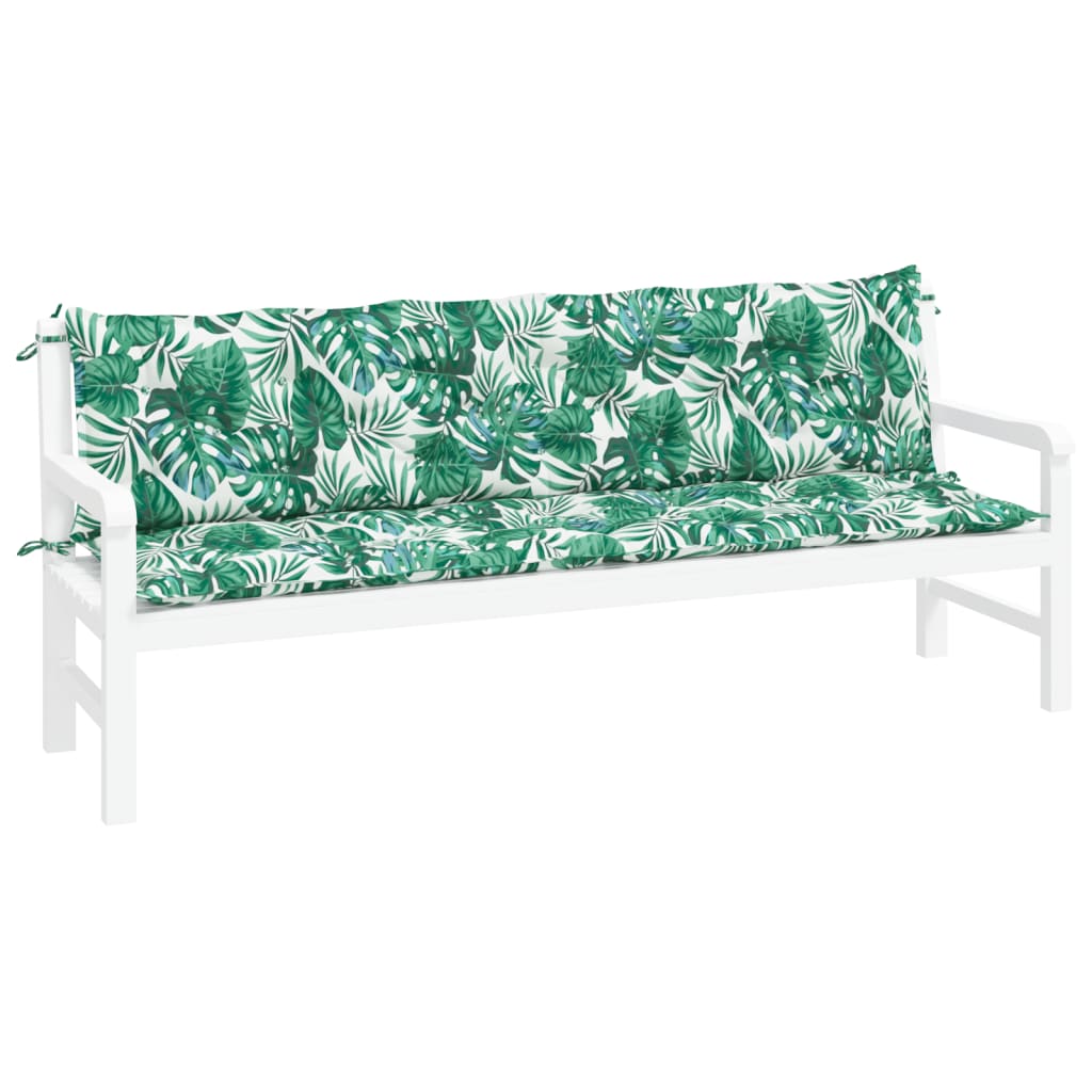 Vidaxl Garden Bench Cushions 2 PCS Patrón de hoja 200x50x7 CM Oxford Fabric