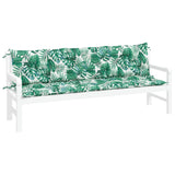 Vidaxl Garden Bench CUDIONS 2 st lövmönster 200x50x7 cm Oxford Tyg