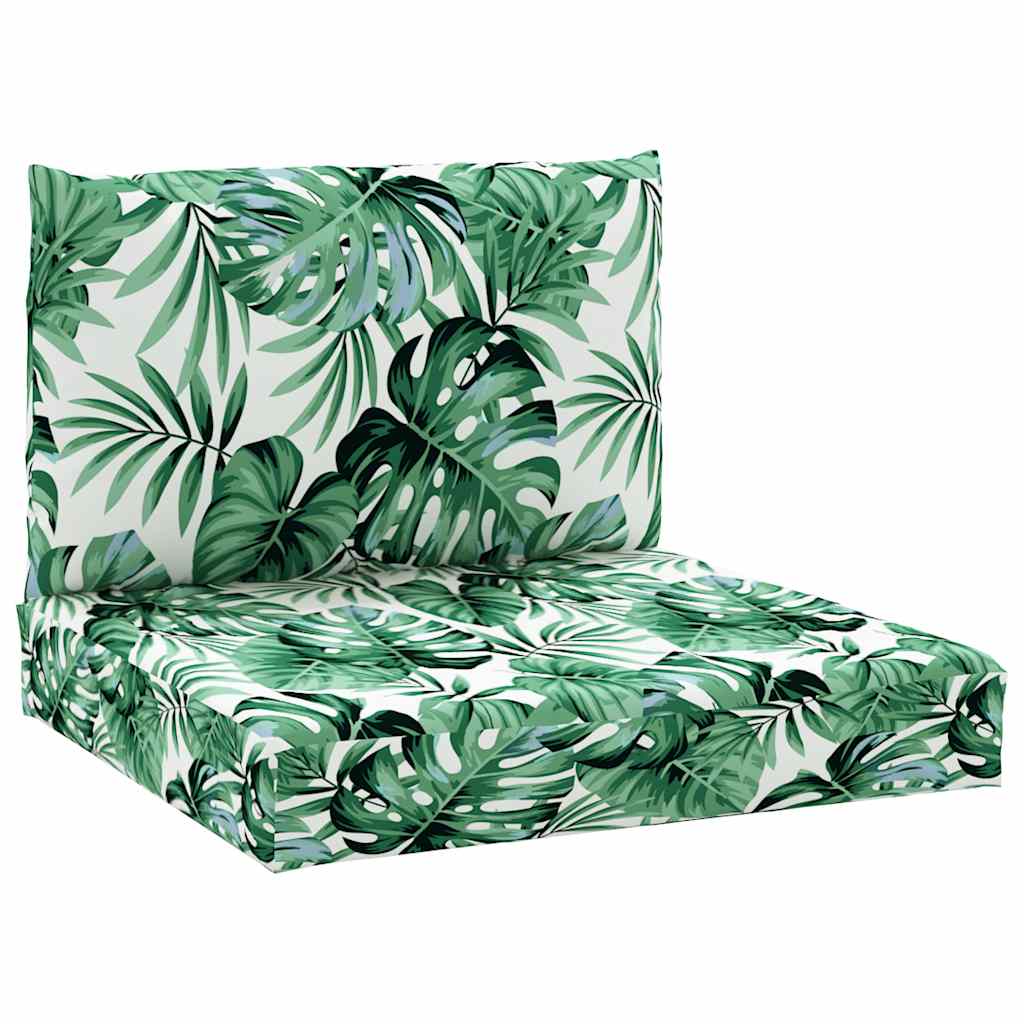 VidaXL coussins de palette 2 pcs tissu motif feuille