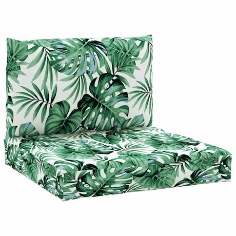 VidaXL coussins de palette 2 pcs tissu motif feuille