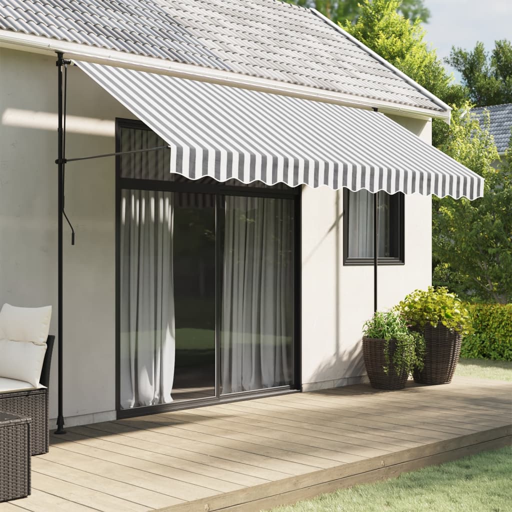 Vidaxx tissu de remplacement pour jupe d'auvent rayé 3,5 m anthracite et blanc