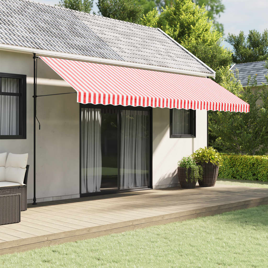 Vidaxx tissu de remplacement pour jupe d'auvent rayé 5 m rouge et blanc
