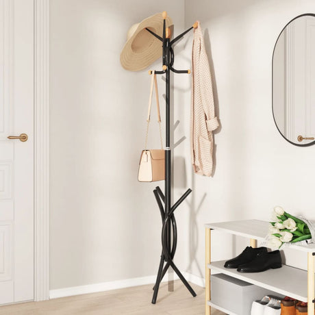 VidaXL porte-manteau 176 cm fer enduit de poudre noir