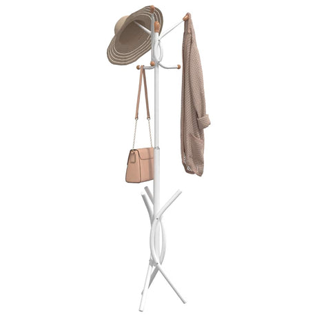 VidaXL porte-manteau 176 cm fer enduit de poudre blanc