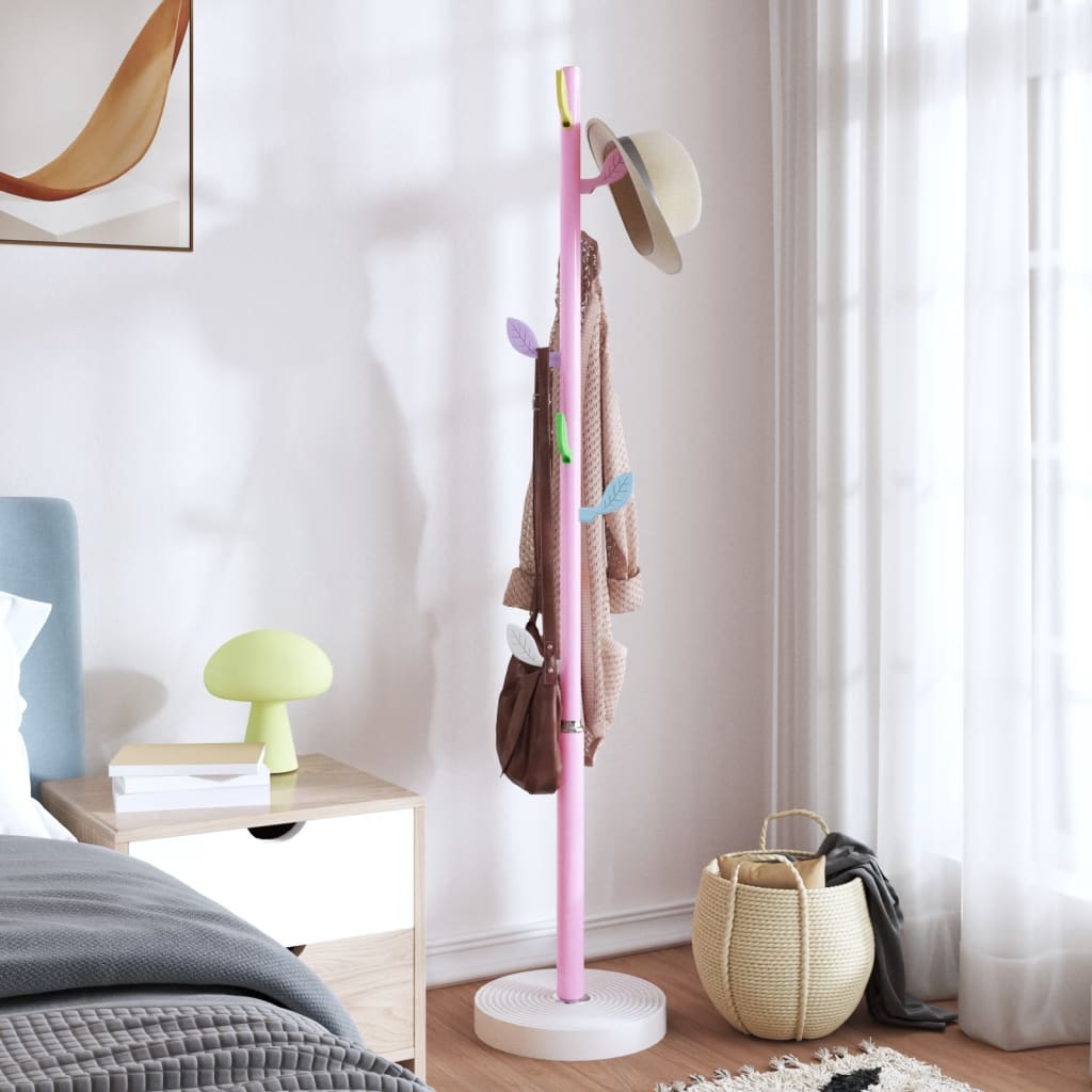 VidaXL porte-manteau 172 cm fer enduit de poudre rose