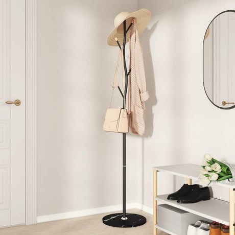 VidaXL porte-manteau 177 cm fer enduit de poudre noir