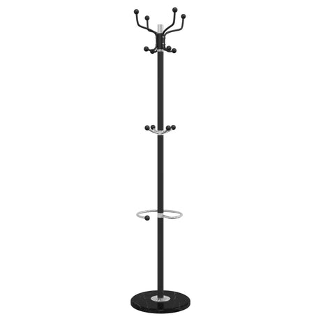 VidaXL porte-manteau avec porte-parapluie 180 cm fer enduit de poudre noir
