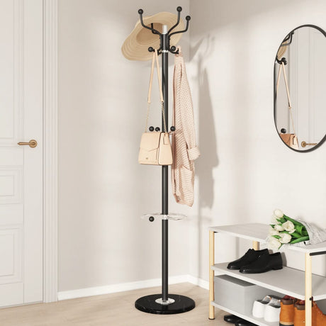 VidaXL porte-manteau avec porte-parapluie 180 cm fer enduit de poudre noir