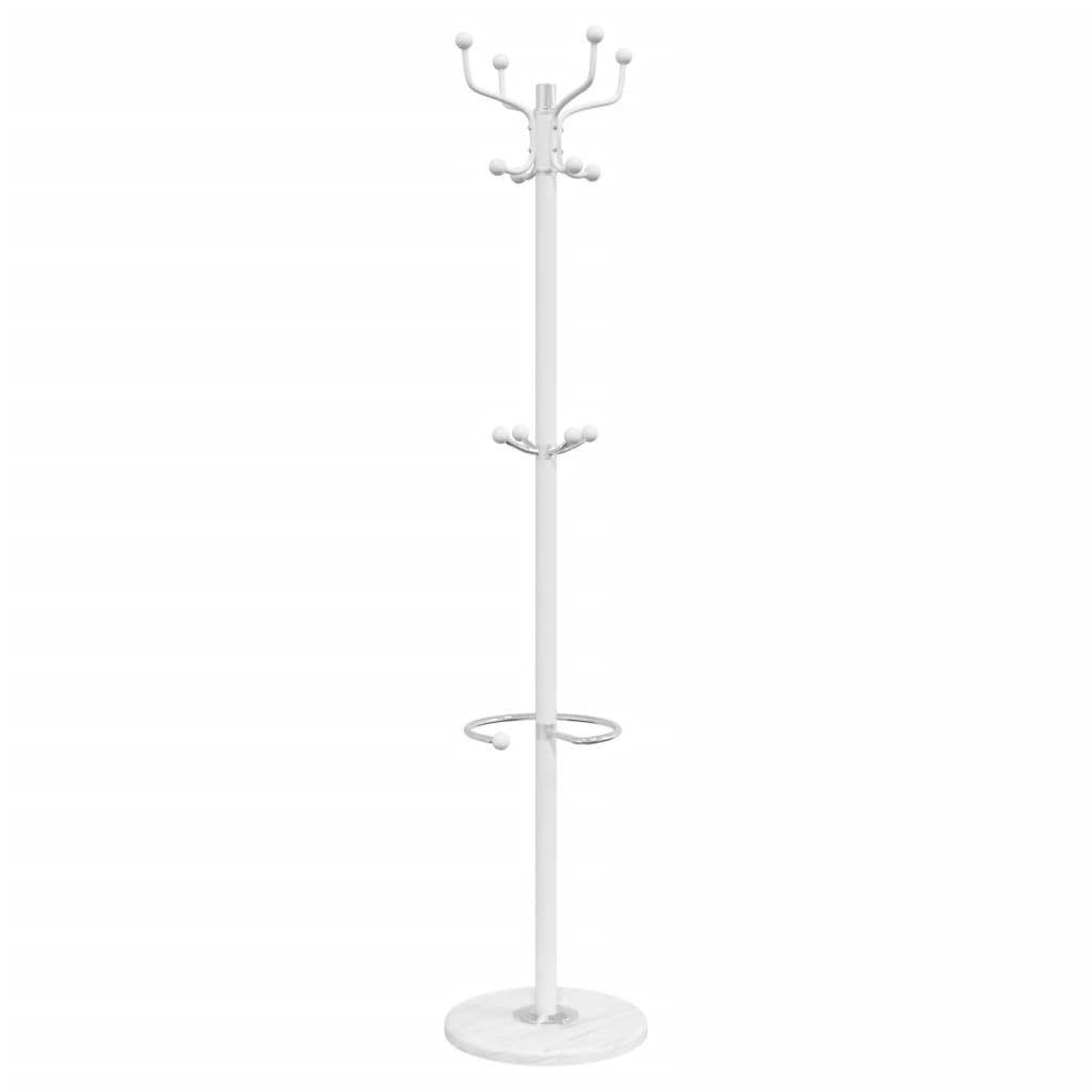 VidaXL porte-manteau avec porte-parapluie 180 cm fer enduit de poudre blanc