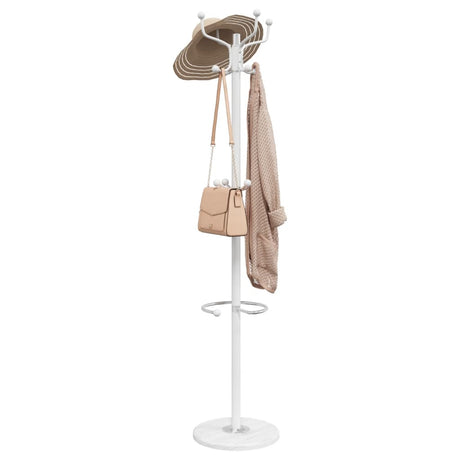 VidaXL porte-manteau avec porte-parapluie 180 cm fer enduit de poudre blanc
