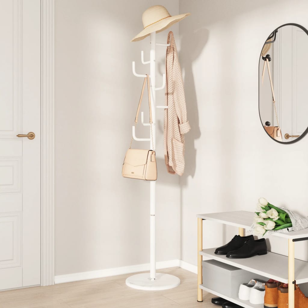 Vidaxl Coat Rack 183 cm Polvo de hierro cubierto de blanco