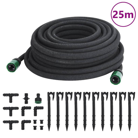 VidaXL tuyau d'égouttement 0,6'' 25 m caoutchouc noir