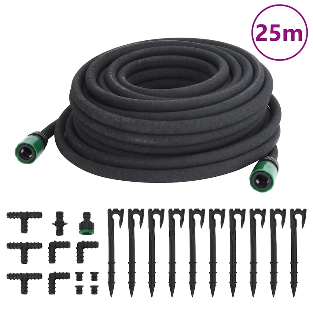 VidaXL tuyau d'égouttement 0,6'' 25 m caoutchouc noir