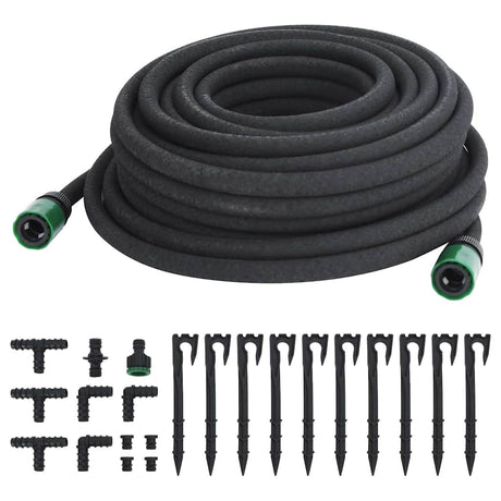 VidaXL tuyau d'égouttement 0,6'' 25 m caoutchouc noir