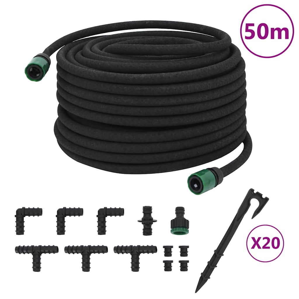 Vidaxx tuyau d'égouttement 0,6'' 50 m caoutchouc noir