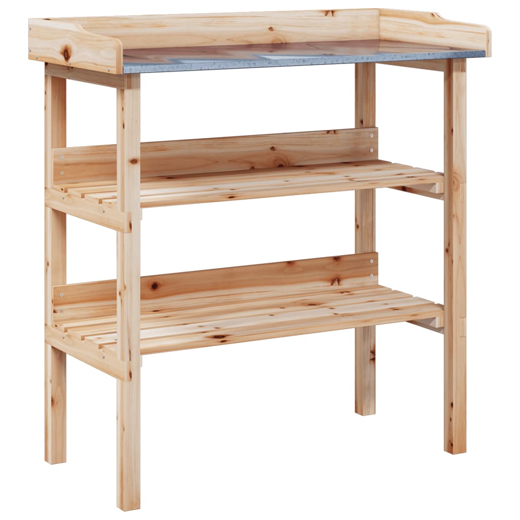 Vidaxl Plant table with shelves 78x38x82.5 cm solid pinewood