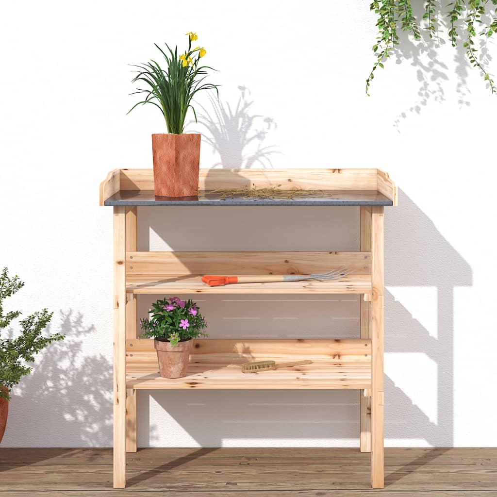 VidaXL table à plantes avec étagères 78x38x82,5 cm bois de pin massif