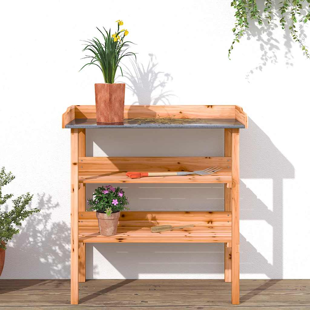 Vidaxx table à plantes avec étagères 78x38x82,5 cm bois de pin marron