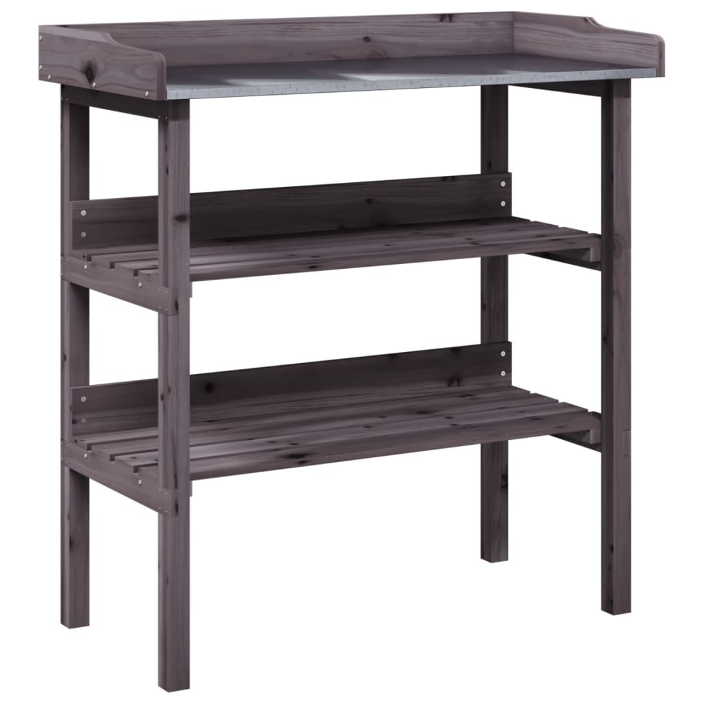 Vidaxl plant table with shelves 78x38x82.5 cm pine -wood gray