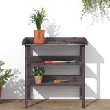 Mesa de plantas Vidaxl con estantes 78x38x82.5 cm de pino