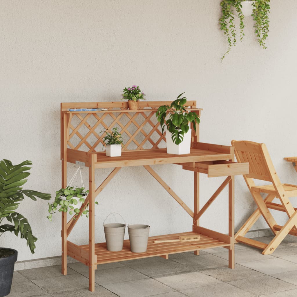 Vidaxx table d'empotage avec treillis en bois de pin massif marron