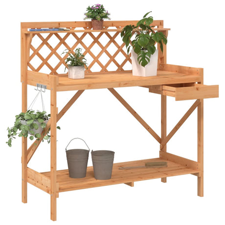 Vidaxx table d'empotage avec treillis en bois de pin massif marron