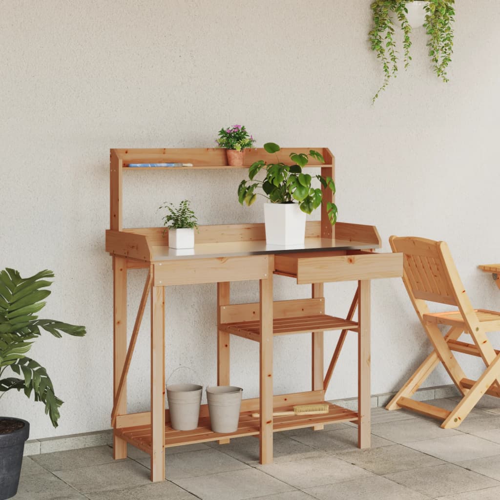 VidaXL banc d'empotage avec étagères, bois de pin massif, marron