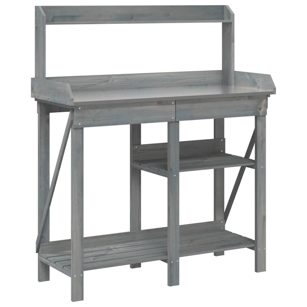 VidaXL banc d'empotage avec étagères, bois de pin massif, gris