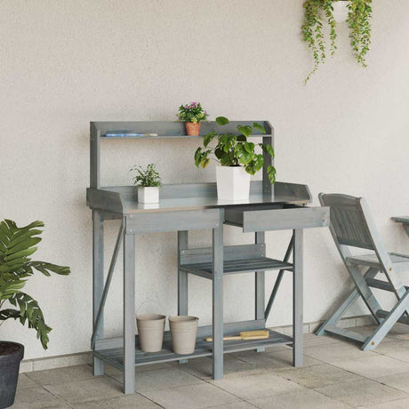VidaXL banc d'empotage avec étagères, bois de pin massif, gris