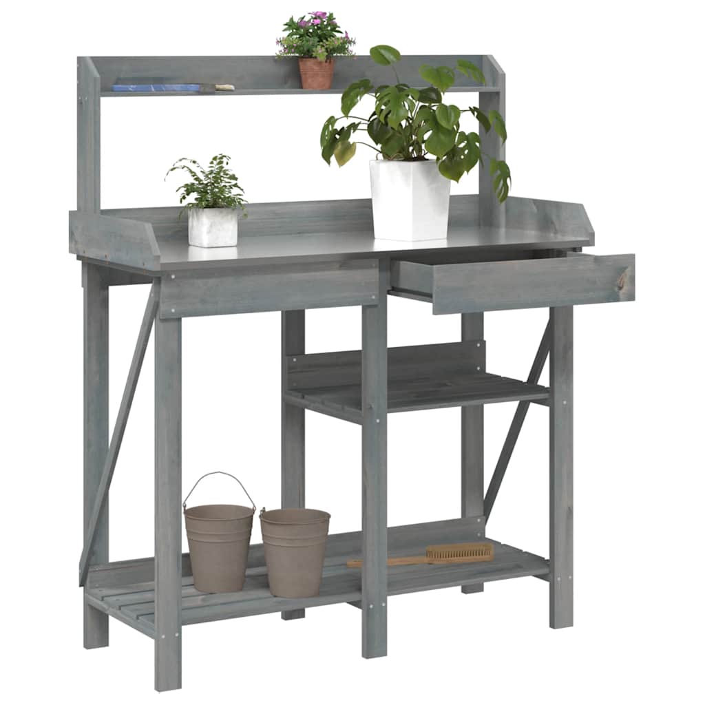 VidaXL banc d'empotage avec étagères, bois de pin massif, gris